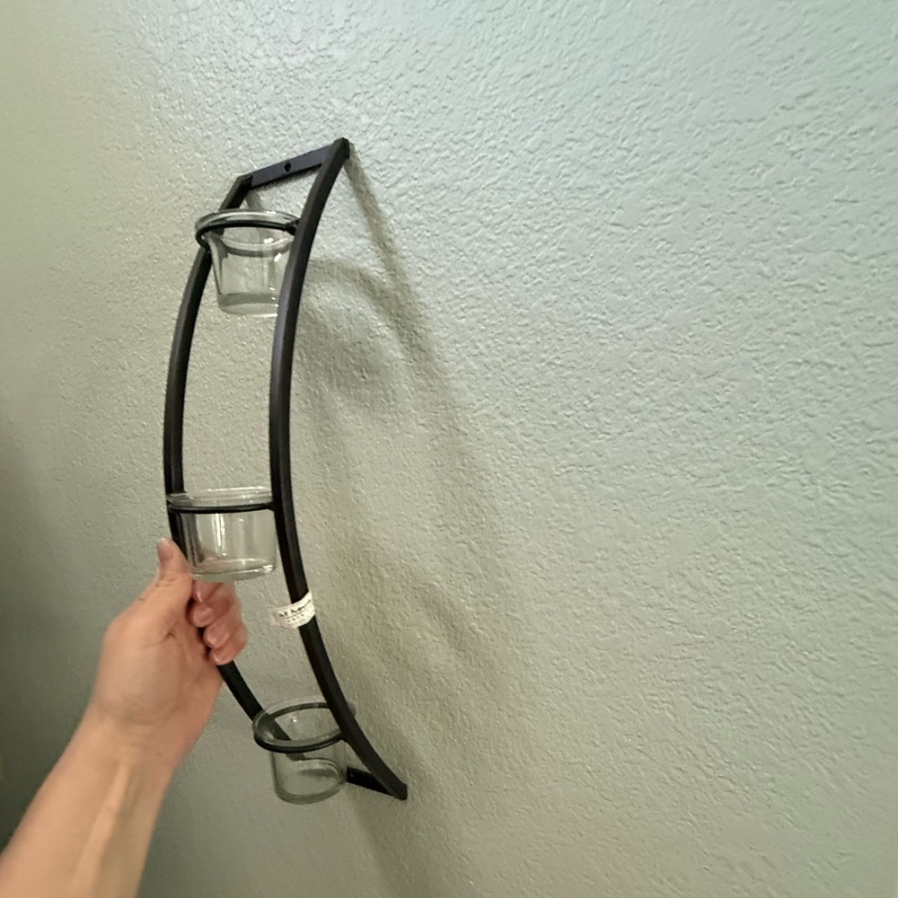 Metal Wall-Mounted Candle Holder — Black - pair of 2